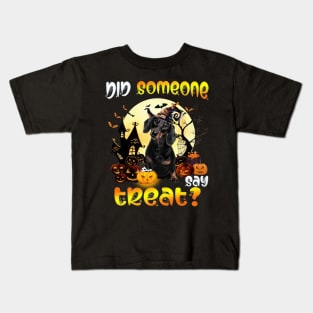 Black Dachshund Did Someone Say Treat Happy Halloween Kids T-Shirt